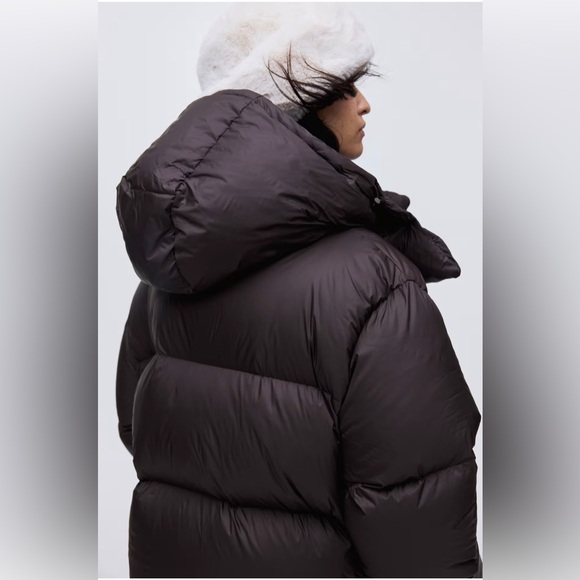 H&M DARK BROWN HOODED DOWN PUFFER JACKET NWT SZ XS - Picture 5 of 15